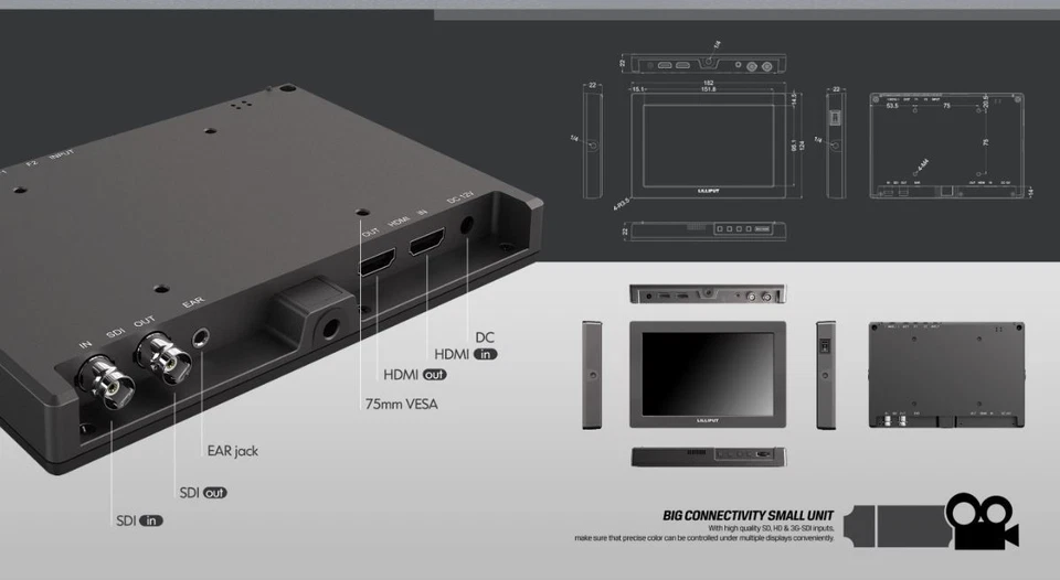 LILLIPUT 7" Q7 Full HD Metal Frame Slim SDI and HDMI cross conversion +V mount - Image 3 of 4