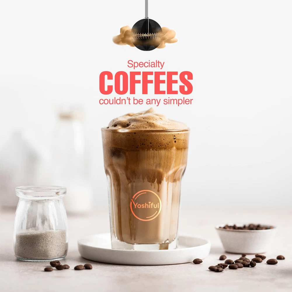 Milk Frother for Coffee with Deluxe Stand - Coffee Frother Handheld Foam Make...