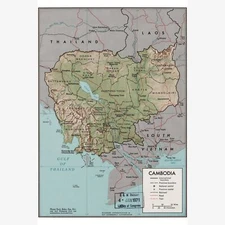 CIA Map of Cambodia; Central Intelligence Agency Map, 1970