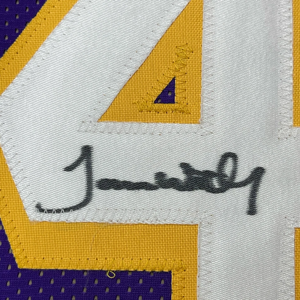 Framed Autographed/Signed James Worthy 33x42 LA Purple Jersey JSA COA - Image 2 of 2