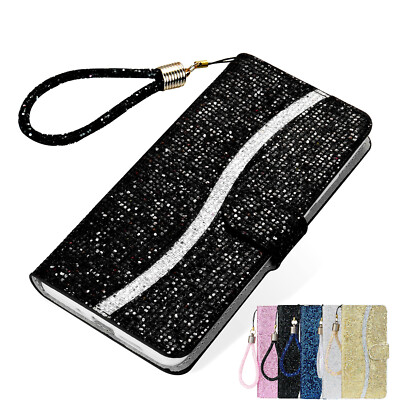 For Samsung Galaxy S25 S24 S23 S22 S21 S20 S10 S9 Flip Bling Glitter Wallet Case