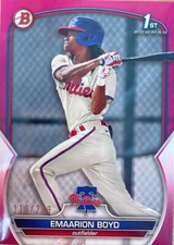 2023 Bowman Paper #BP-128 Emaarion Boyd Pink Parallel #/299 Phillies 1st Bowman