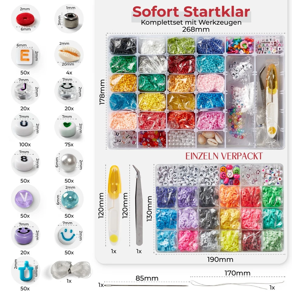 Rocailles Ton Perlen Glasperlen für Armbänder,Perlen set,Basteln Selber Machen - Bild 3 von 4