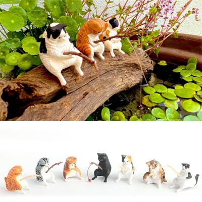 Fish Tank Home Accessories Small Fishing Cat Creative DIY Cute Decoration
