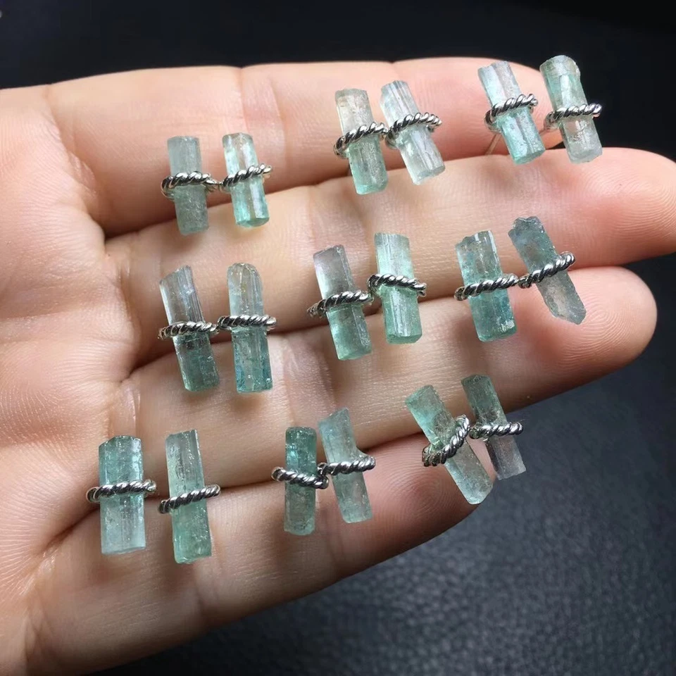 Parafusos pregos de turmalina azul-verde crua, tachas de turmalina azul áspera - Imagem 2 de 4