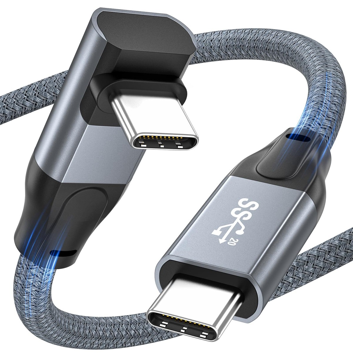 USB C to USB C Cable Right Angle 20Gbps Data Transfer 4K