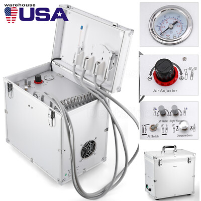 Portable Dental Moble Delivery Unit Compressor Air Syringe Suction System 4 Hole
