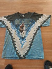 Y2k AC DC all over print t shirt sz L Brand liquid blue made in usa cotton