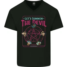 Lets Summon the Devil Ouija Board Demons Mens V-Neck Cotton T-Shirt
