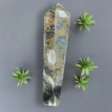 Large Moss Agate Crystal Wand Scepter