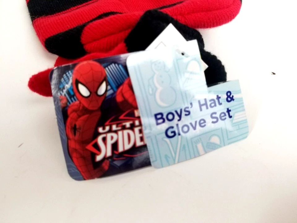 Juego de gorro y guantes Marvel Ultimate Spider-Man para niños pequeños nuevos con etiquetas Foto 4 de 4