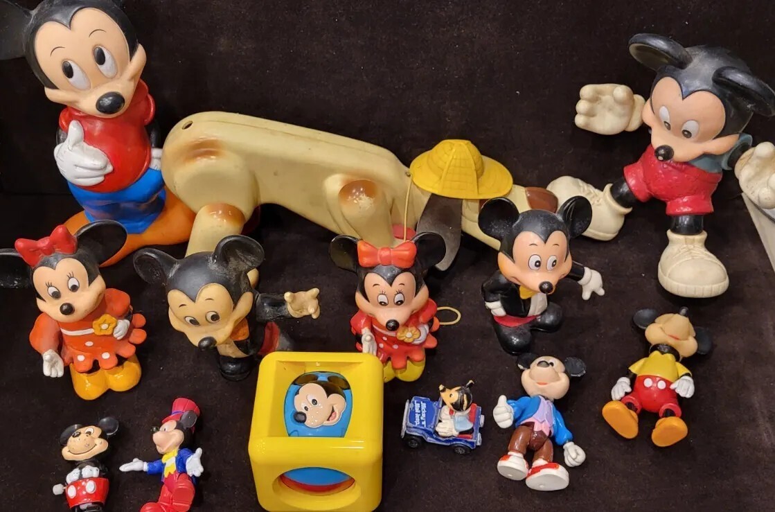 Disney - 1970-80s Mickey &amp; Minnie Mouse  貯金箱人形 2体セット☆三菱銀行 ミッキーマウス・ミニー ソフビ人形 貯金