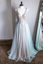 Ice Blue and Silver Evening Gown Prom Photoshoot Dress Stunning