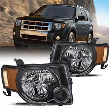 For 2008 2009 2010 2011 2012 Ford Escape SUV Headlights Lamps  Assembly Pair