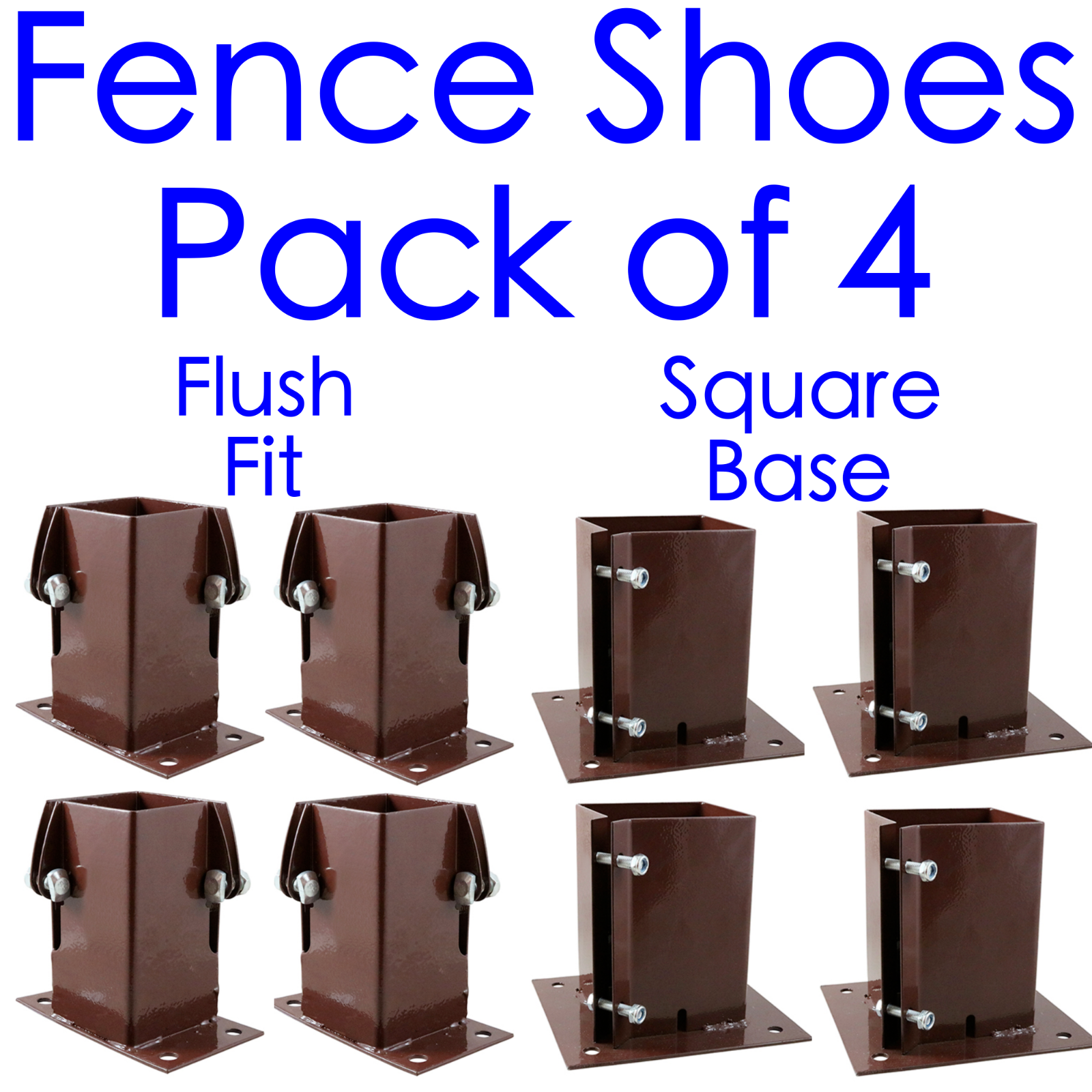 Fence Post Shoes Bolt Down **PACK 4** 75mm/3" or 100mm/4" Garden Post
