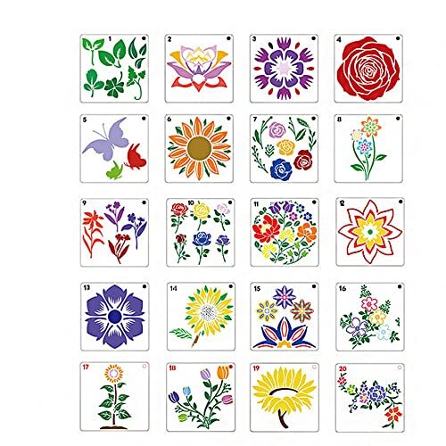 Stencil Floreale Di Foglia, 20 Pezzi Stencil Di Fiore, Stencil Di Pittura (Y4M)