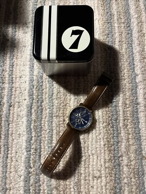 FOSSIL RHETT CHRONOGRAPH GOLD BLUE BROWN LEATHER BQ2099 MENS WATCH