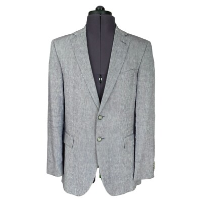 Tommy Hilfiger Tailored MIZNER Blazer Jacke Blau Baumwolle Leinen Ellenbogen Patches 40R