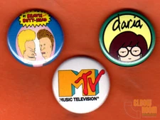 Set of three 1" Beavis and Butthead pins buttons MTV Daria