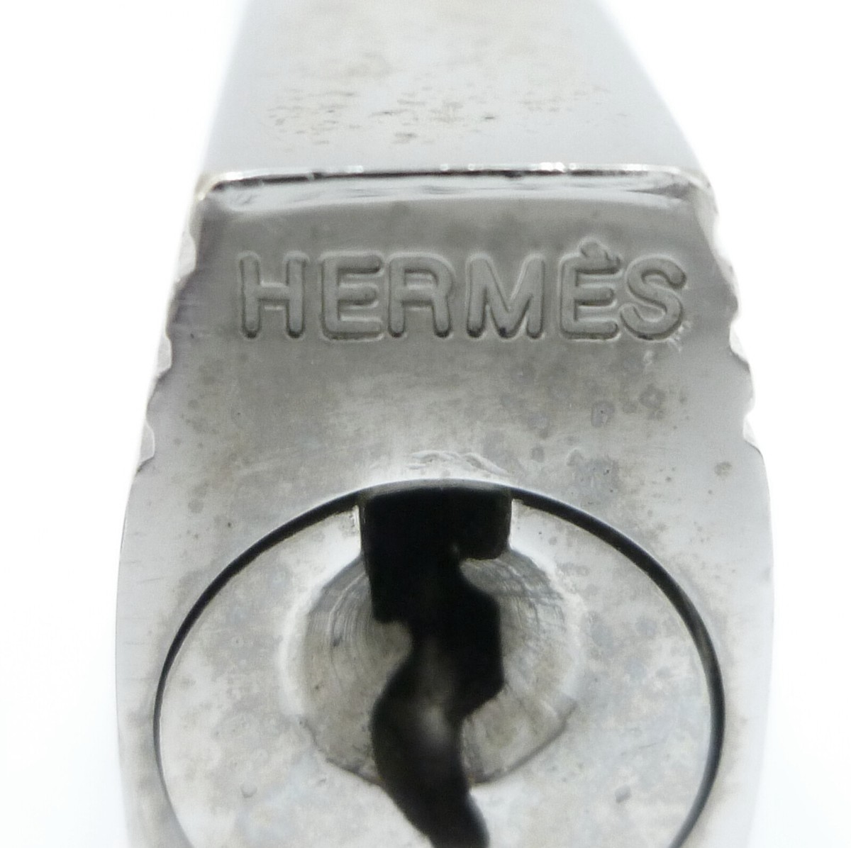 Authentic HERMES Padlock & 2 Keys Silver Tone No.102 Brass