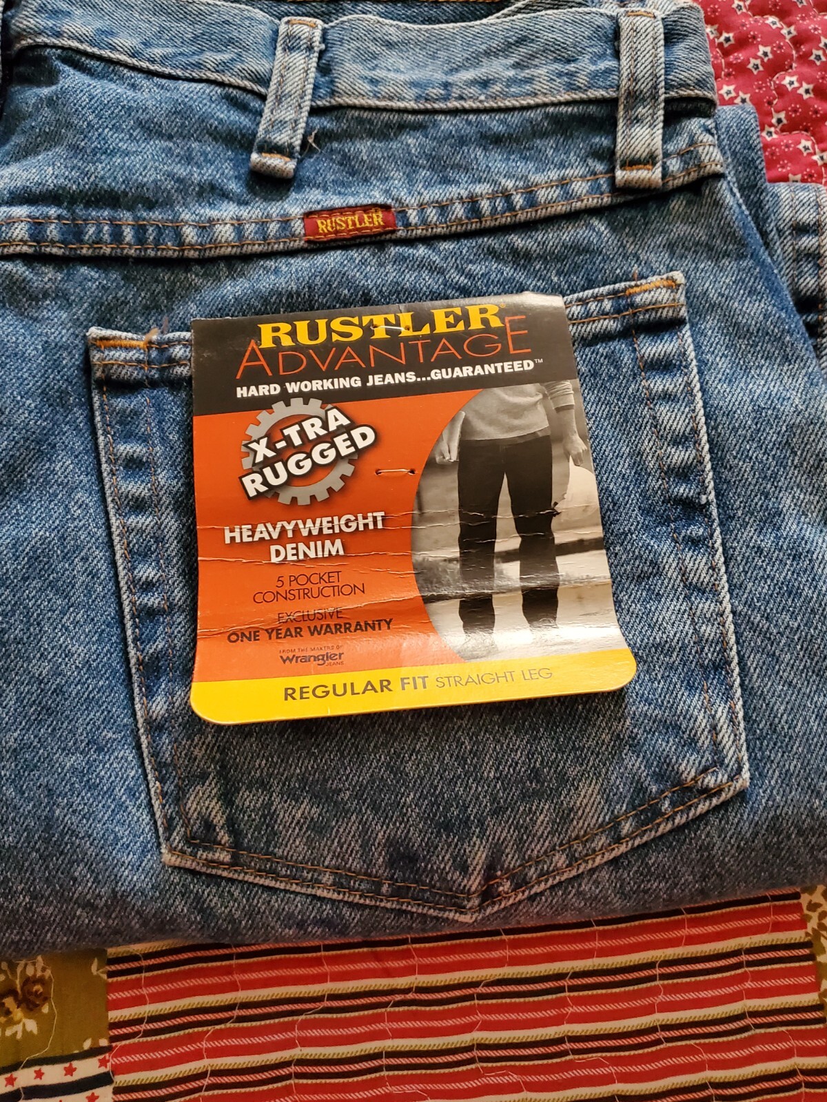 Men's Rustler by Wrangler ex tra rugged Regular Jeans 34x30 NEW with tags