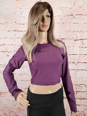 Bench Damen Performance Crop Top langarm Sporttank Sportshirt Lila Größe S-L