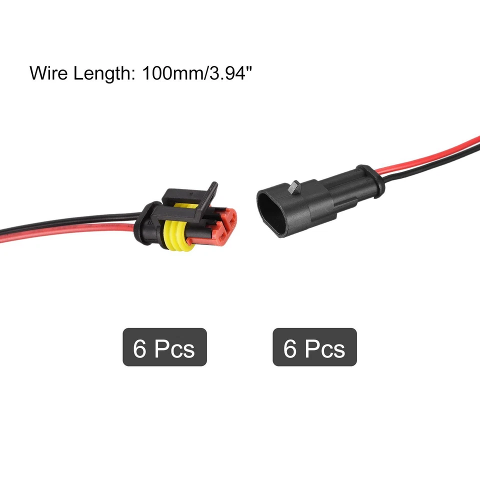 Conector Eléctrico 2 Pasadores Macho Hembra 0.75mm2 con 100mm Cable 6 Juegos - Imagen 2 de 4
