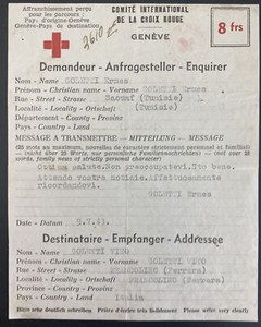 1943 Italian Prisoner of War Tunisia Letter Cover Red Cross POW Goletti Ermes