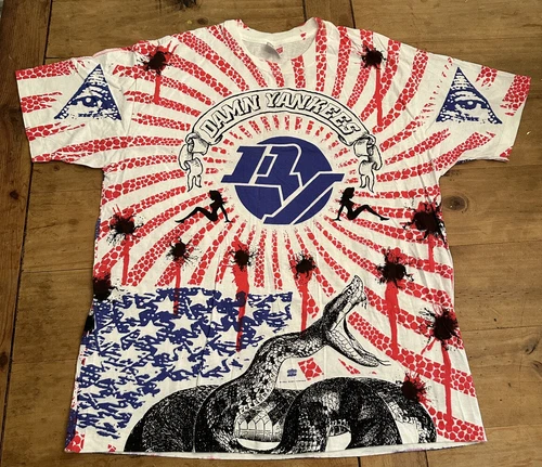 Damn Yankees shirt All Over Print Concert shirt Band 1990s vintage concert t-shirt, vintage, size XL, single stitch, B+ condition