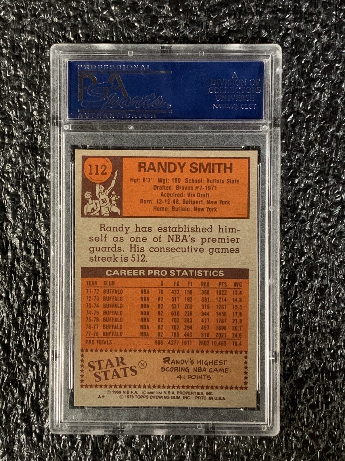 1978 Topps Basketball #112 Randy Smith PSA 10