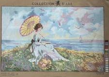 Collection d'Art French Lady With Parasol Needlepoint Canvas 23x14.5" 12922