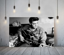 MUSICIAN ELVIS -DEEP FRAMED CANVAS WALL ART PICTURE PAPER PRINT- BLACK