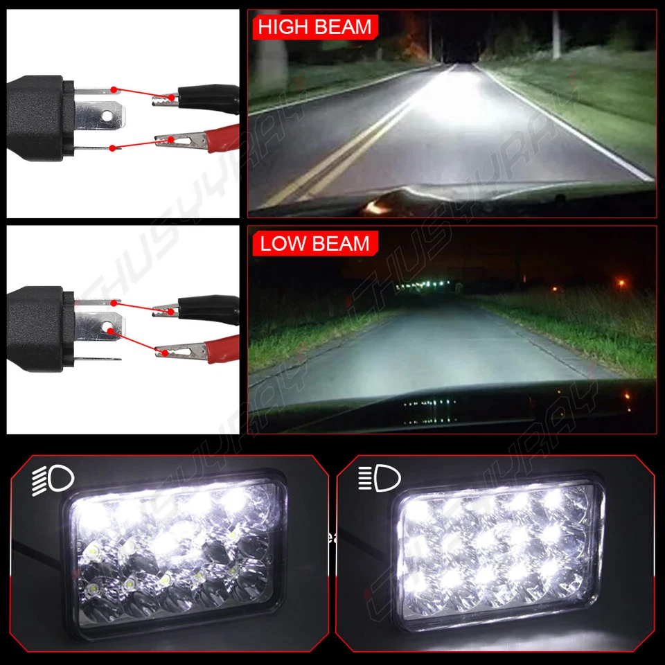 Faros LED 300W 4x6" pulgadas haz alto/bajo para Chevy S10 1997 R10 1987 GMC Jimmy Foto 4 de 4