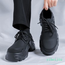 Mens Big Round Toe Dress Platform Derby Shoes Thick Sole Lace Up Wide Width 2026
