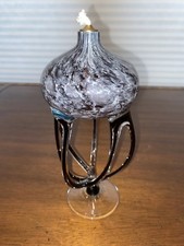 BEAUTIFUL VTG JOZEFINA KROSNO Purple HANDBLOWN Glass Jellyfish Oil Lamp 9.25"H