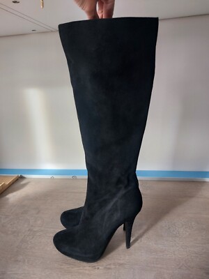 Calipso Plateau HIGH heels Stiefel Gr. 39 Leder Schwarz 1x Getragen Neuw