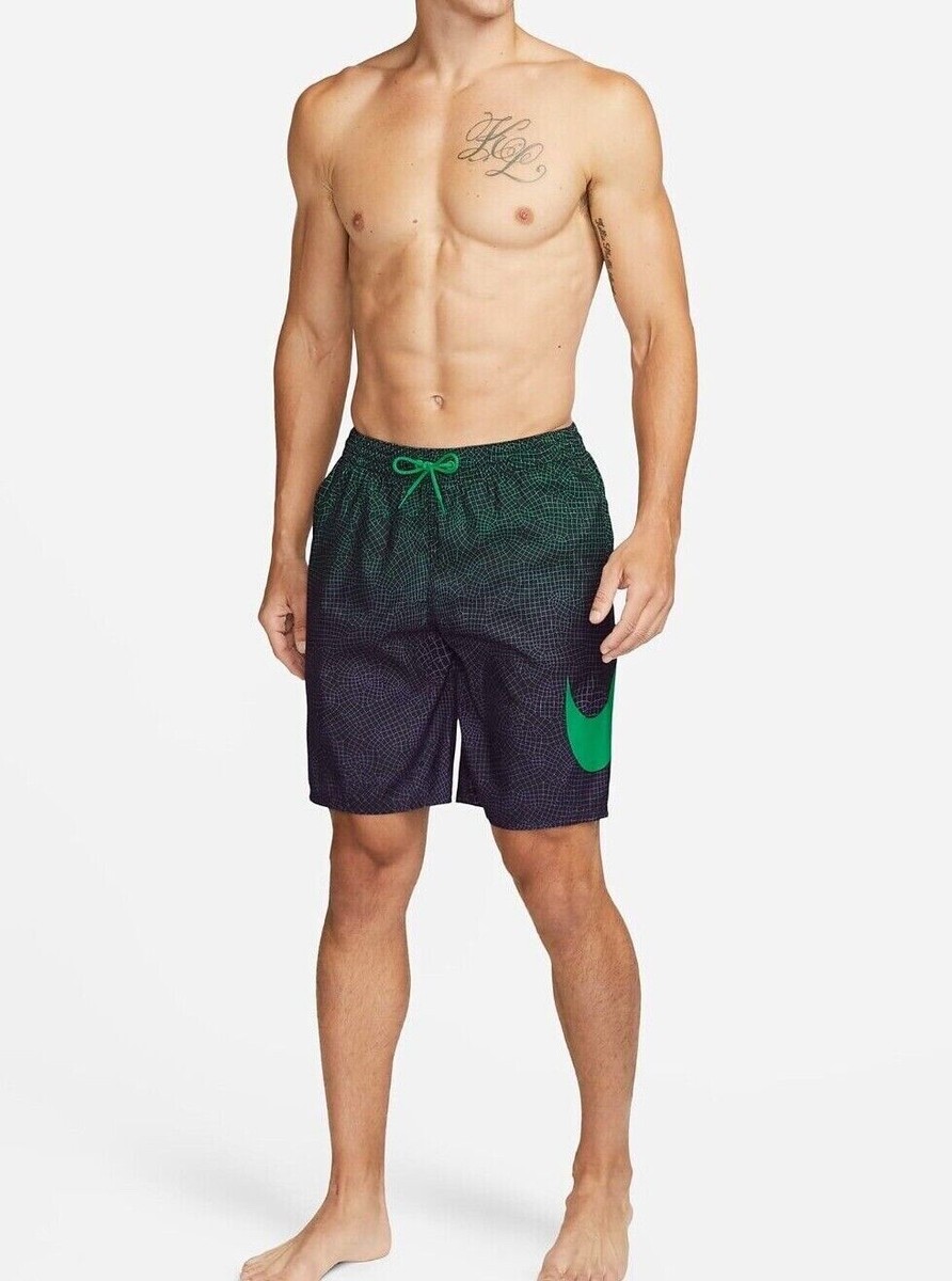 Nike Men's Small Swim Trunks 9” Grid Swoosh Volley Shorts NESSD541