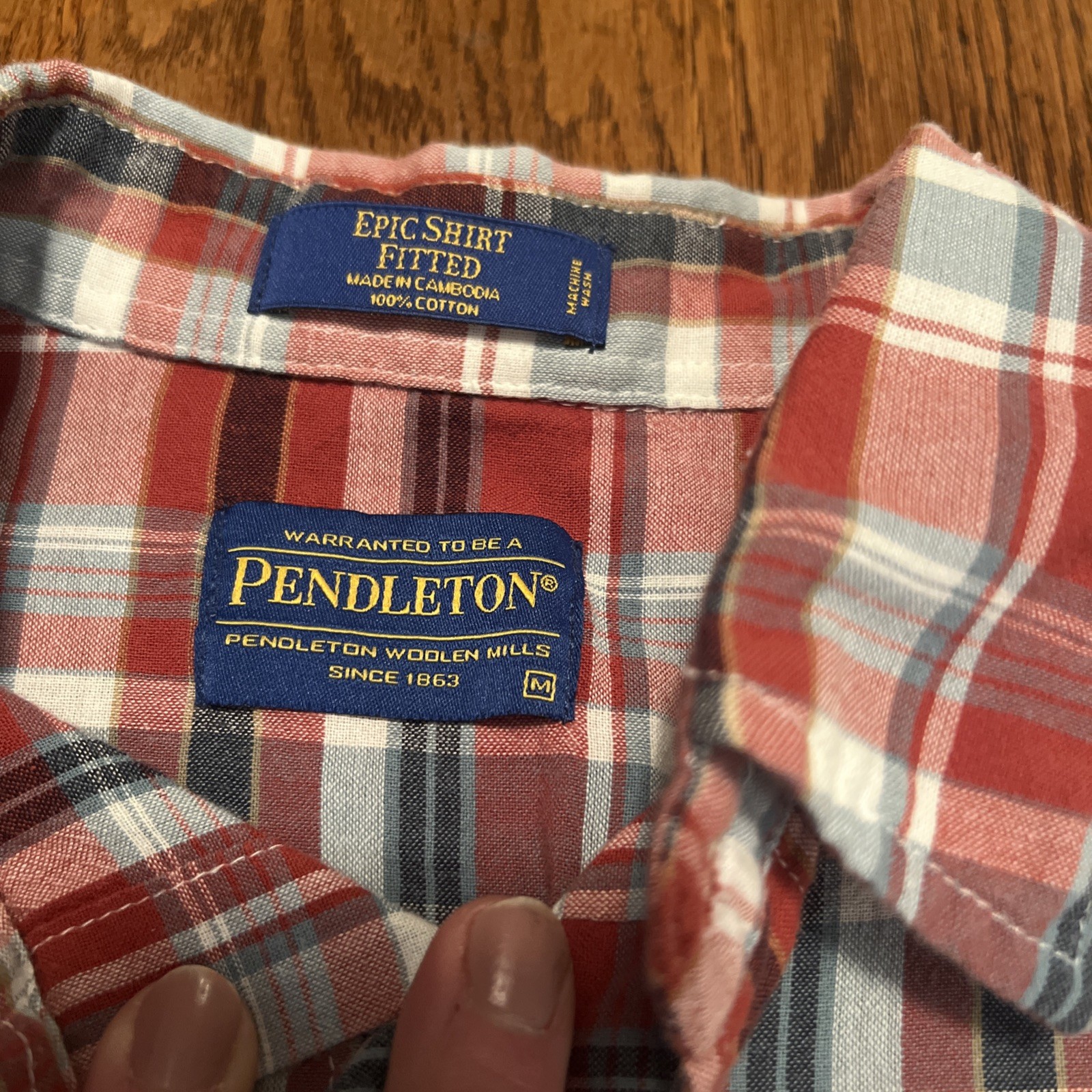 Pendleton Button Down Shirt Mens Medium Red/Blue … - image 2