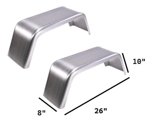 Set of 2 Square Steel Cargo Trailer Fenders Pair 26x10x8" 16 Gauge Radius Steel