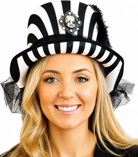 Steampunk Top Hat Lady Victorian Goth Black  White Cosplay Costume Party