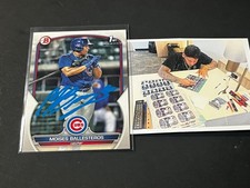 Moises Ballesteros Chicago Cubs Auto Signed 2023 1st Bowman Base Paint .