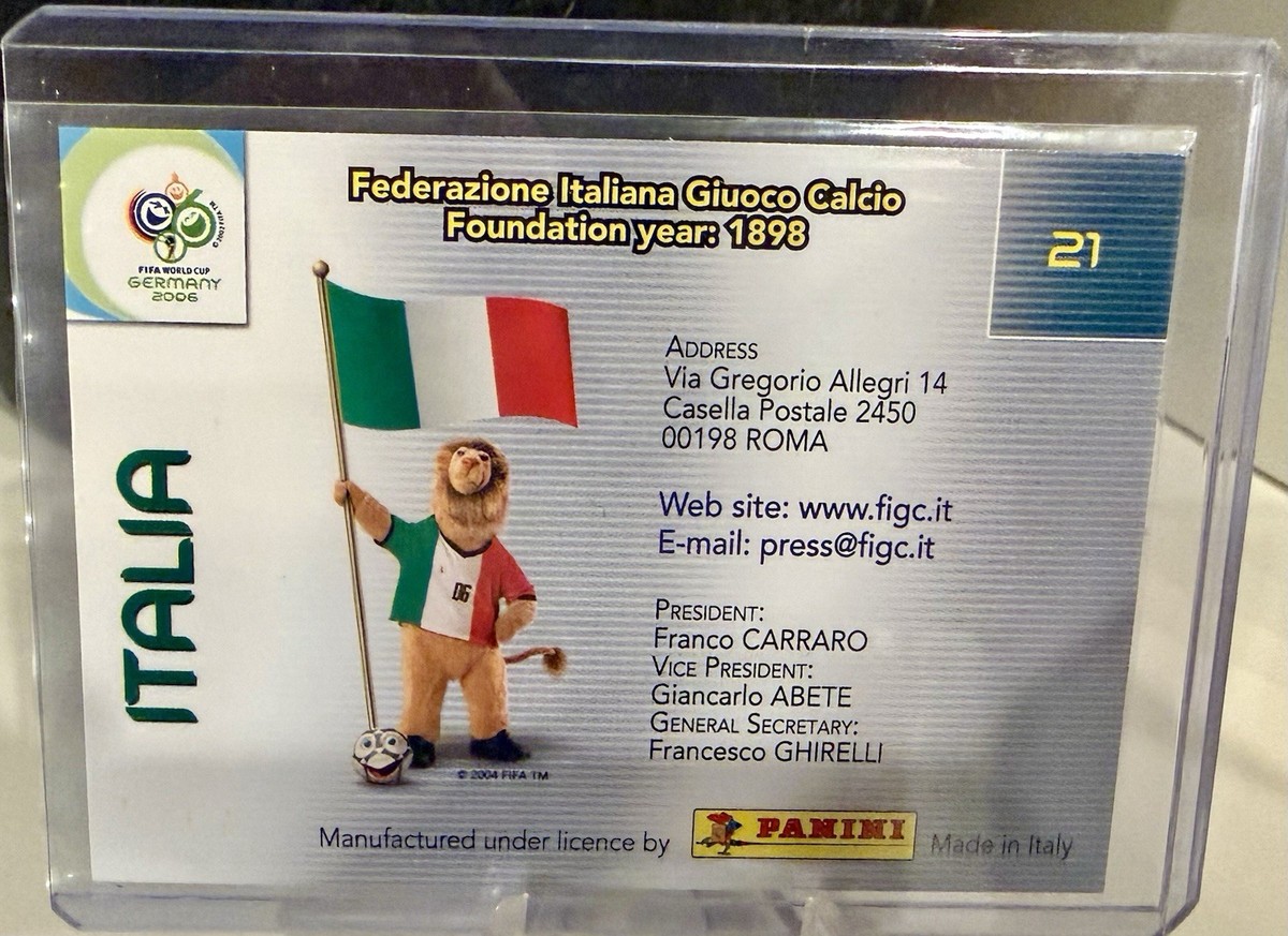 2006 Panini World Cup Soccer Italy Team Photo Card #21 Mint Rare