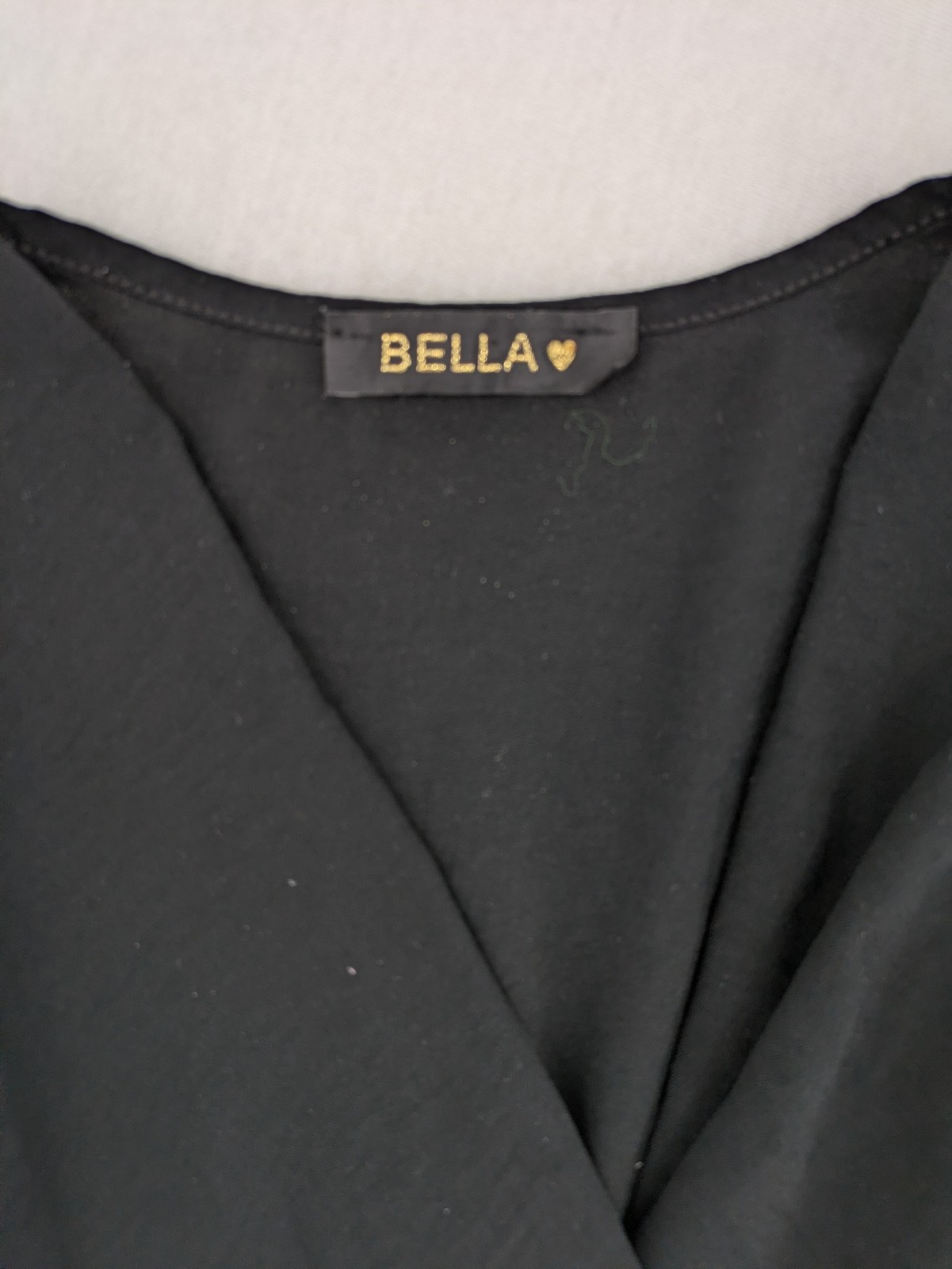 Bella Damen Wickelbluse Bluse Langarm Top V-Ausschnitt Kleid Schwarz image 4