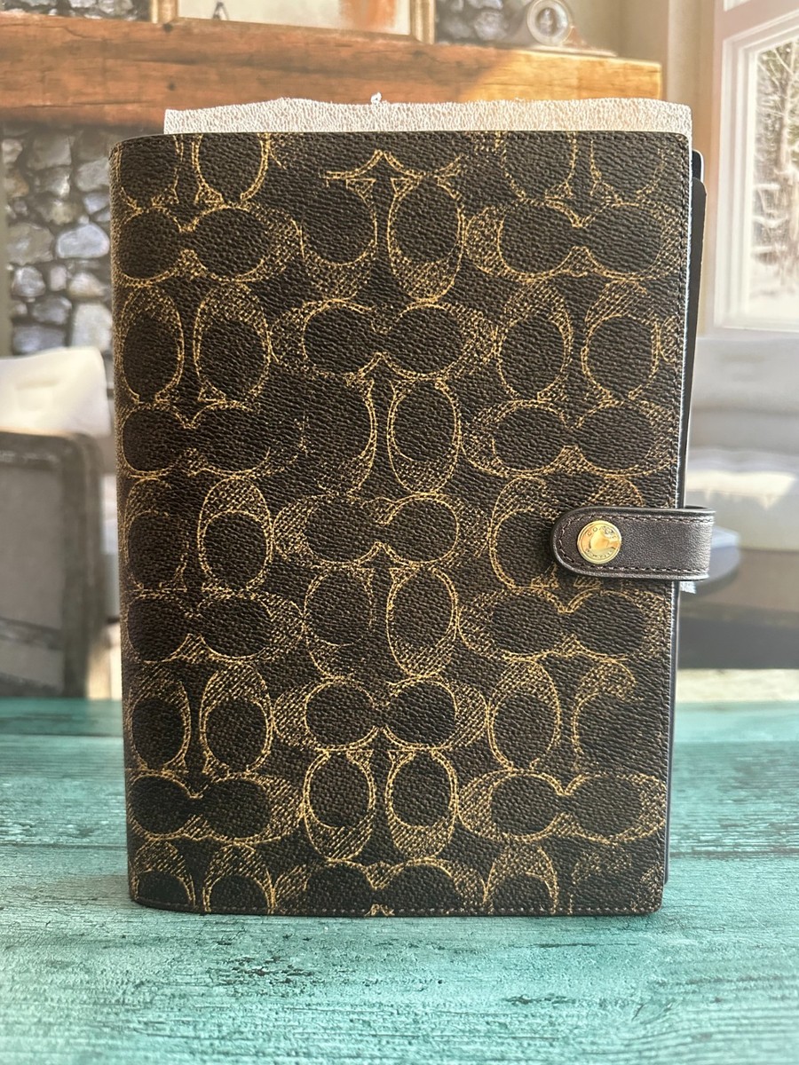NWT Coach Notebook In Signature Canvas Gold/Brown CDX99 | eBay