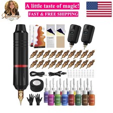 Tattoo Kit Tattoo Gun Complete Wireless Tattoo Machine Kit 2 Tattoo Batteries...