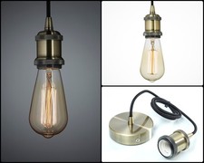 Retro E27 Vintage Screw In Light Bulb Lamp Holder Ceiling Rose Pendant Kit