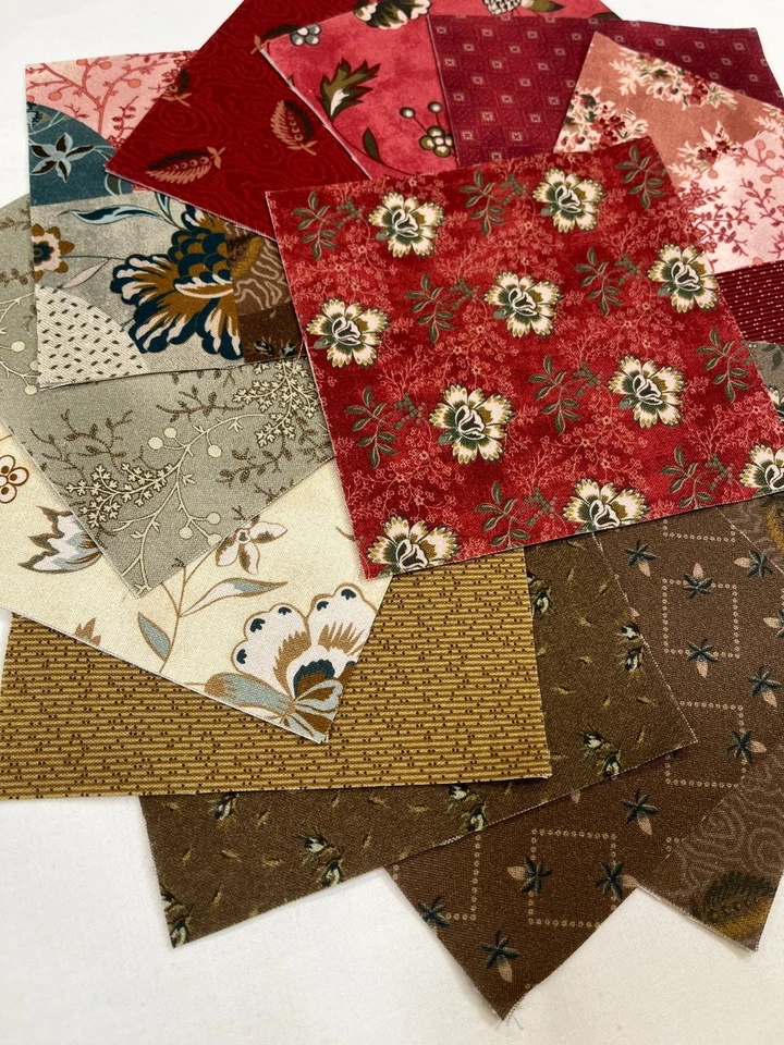 Garden Tale ~ 42 10" Squares, Layer Cake ~ Windham Fabrics ~ Red, Brown, Floral - Image 3 of 4