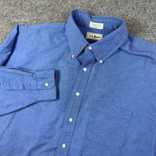 Vintage LL Bean Shirt Mens 17.5-33 2XL Blue Oxford OCBD Long Sleeve Made in USA