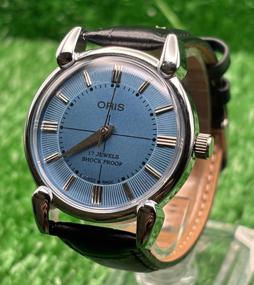 #ad Vintage Oris 17 Jewels Skyblue Dial Mint Condition Swiss Made $129.99
