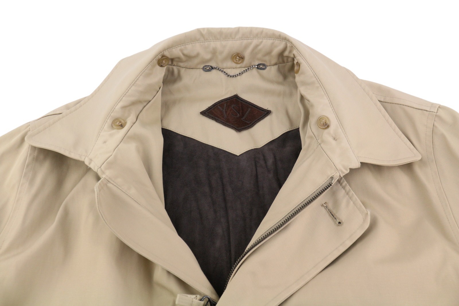 YVES SAINT LAURENT Men Jacket 48 Beige Full Zip Spread Collar Lined Pockets * thumbnail 5